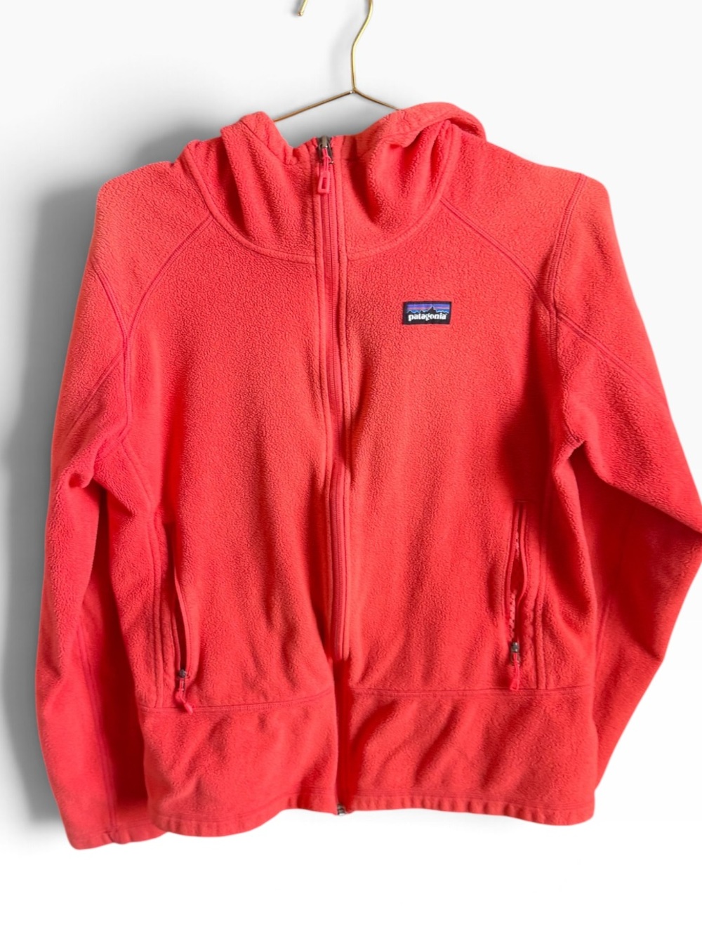 Patagonia Orange Full Zip Hooded Fleece Jacket Women’s Large